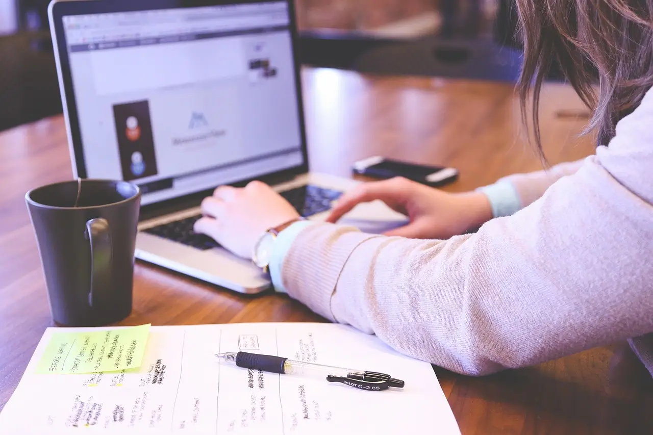 image of a person on a laptop applying for a health and care visa