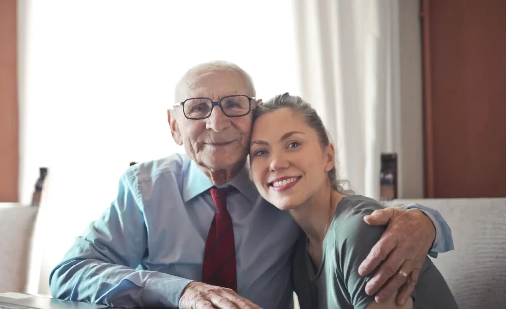 image of an elderly man with a healthcare assistant for a healthcare assistant staffing agency website