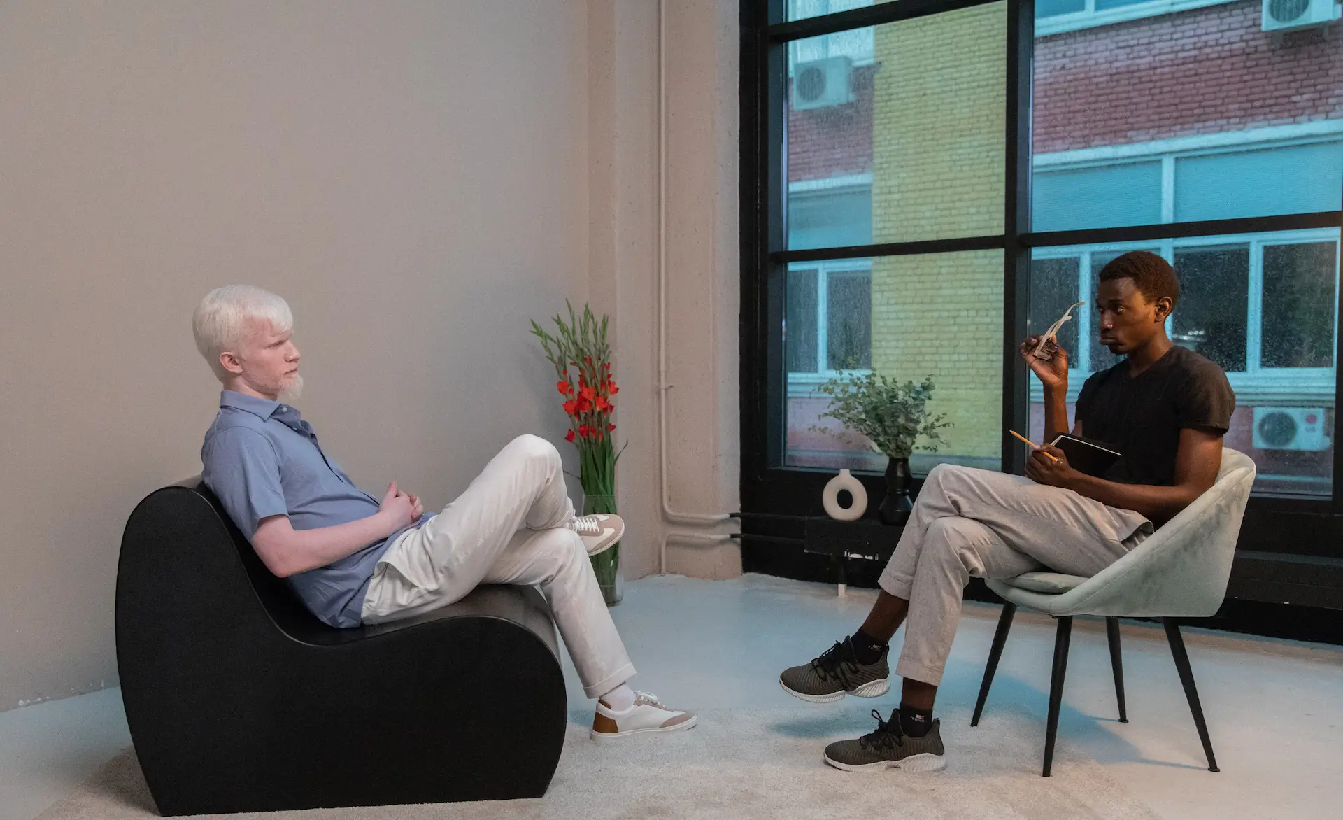 an image of a gentleman interviewing for his new healthcare job